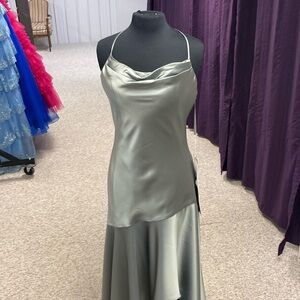Mori Lee #21783 silky satin bridesmaid formal mothers dress moss green sage